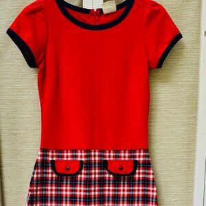 Tommy Hilfiger Red and Navy Short Sleeve Mini Dress